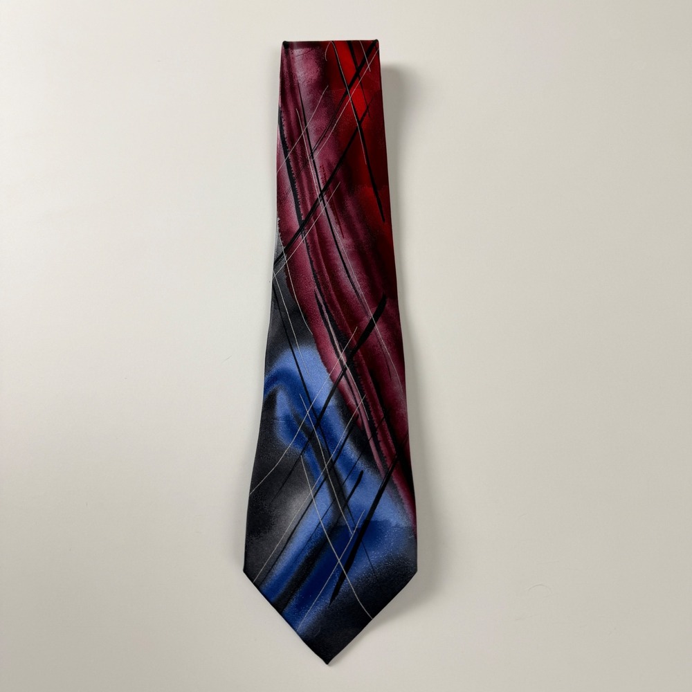 Vintage J. Garcia Red Blue Abstract‎ Desert Storm Collection 58 Silk Tie China
